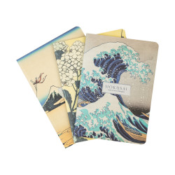 Set aus 3 Notizbüchern A6 Hokusai: Unter der Welle im...