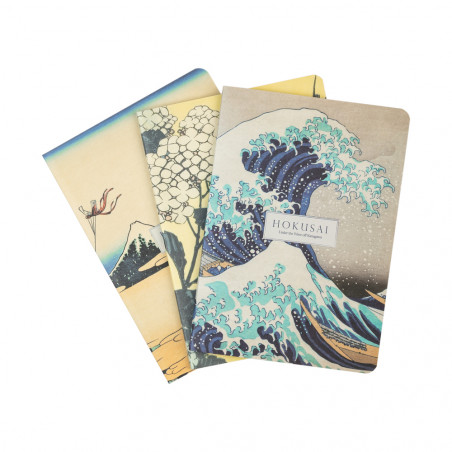 Set aus 3 Notizbüchern A6 Hokusai: Die große Welle vor Kanagawa