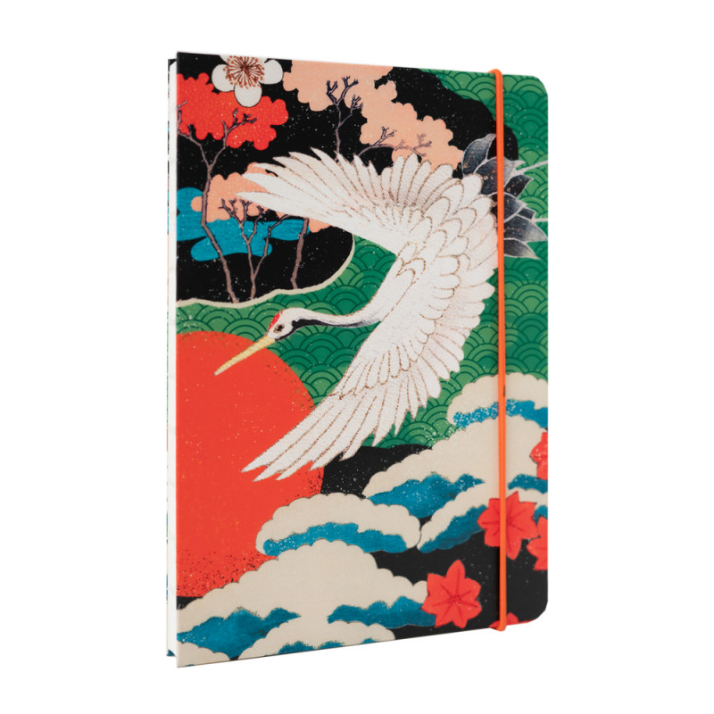 carnet avec reliure artisanale A5 - Grues japonaises