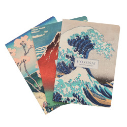 Set de 3 cahiers A5 Hokusai: Sous la vague au large de...