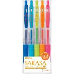 Sarasa Clip 0.3mm Set with 5 pens (rechargeable)...