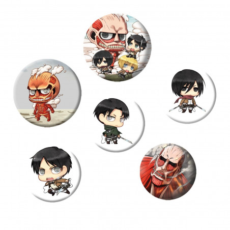 Attack on Titan 'Chibi' - Set mit 6 Button Badges