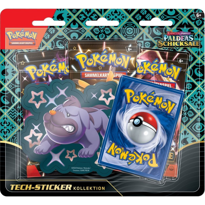 [German edition] Blister with 3 Boosters and Mobtiff Sticker - Paldeas Schicksale Pokémon Cards