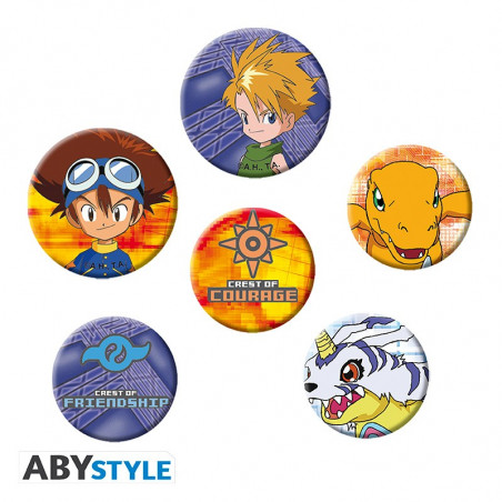 Digimon - Set mit 6 Button Badges - Tai und Matt