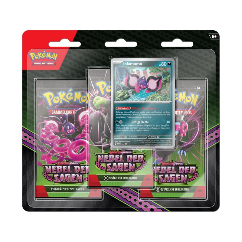 [German edition] Blister with 3 Boosters and Infamomo - Nebel der Sagen Pokémon Cards