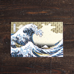 gold foil postcard "Hokusai Katsushika: The Great Wave" by Shikanone