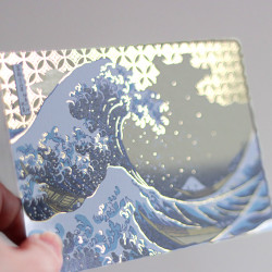 gold foil postcard "Hokusai Katsushika: The Great Wave" by Shikanone