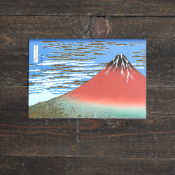 gold foil postcard - "Hokusai Katsushika: red Fuji" by Shikanone