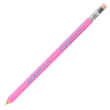 vivid pink, refillable wooden mechanical pencil 'tous les jours' DAY-SH3-VPK by MARK'S DAYS