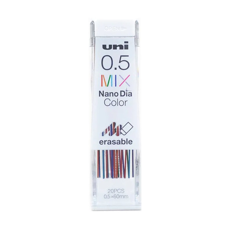 ø0.5mm Set of 20 erasable color leads for Mechanical Pencils – Nano Dia uni0.5-202NDC