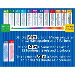 B ø 0.5mm - lot de 20 mines de rechange porte-mines 0,5 mm AIN STEIN XC275-B de Pentel