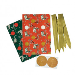 Set d'emballage cadeau aux motifs japonais