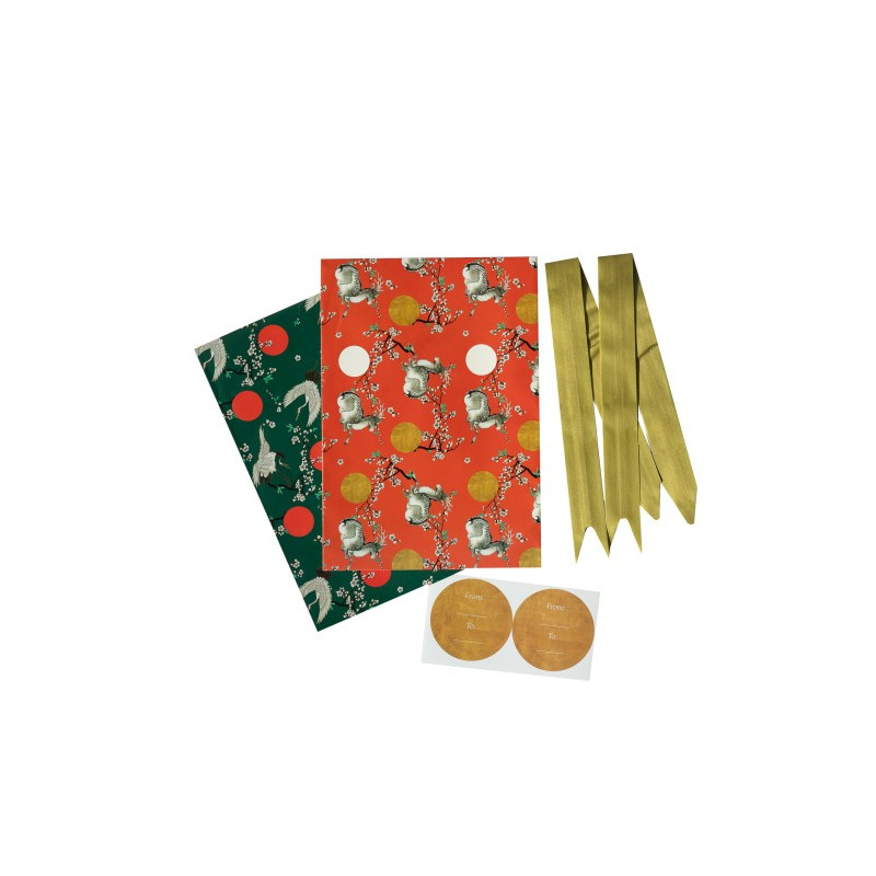 gift wrapping set with Japanese motifs