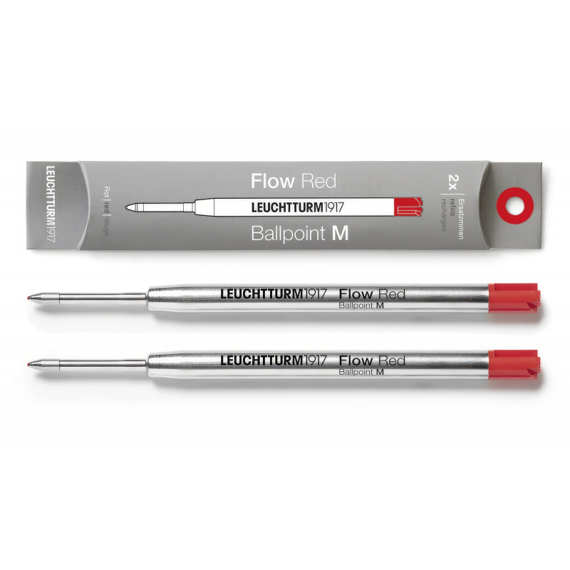 Flow Red Ballpoint M, red, medium, two G2 refills by Leuchtturm1917