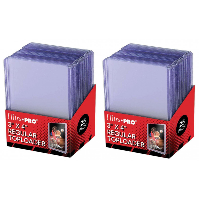 2 packs of 25 Toploaders each, regular 3" x 4" by UltraPro