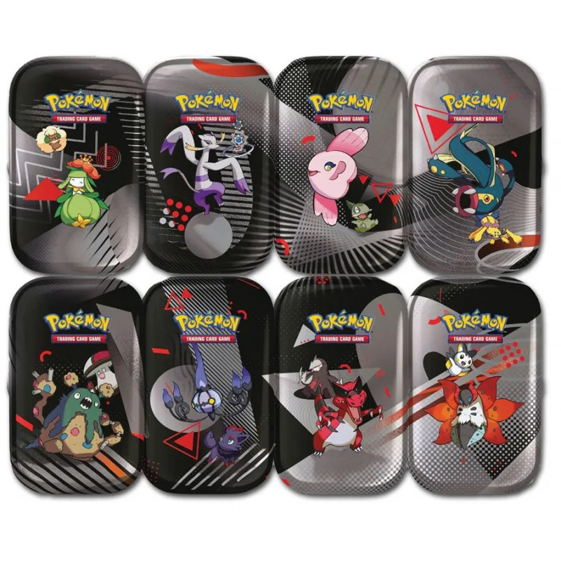 [in German] all 8 Schwarze Blitze & Weisse Flammen Mini Tin Boxes - Pokémon Cards