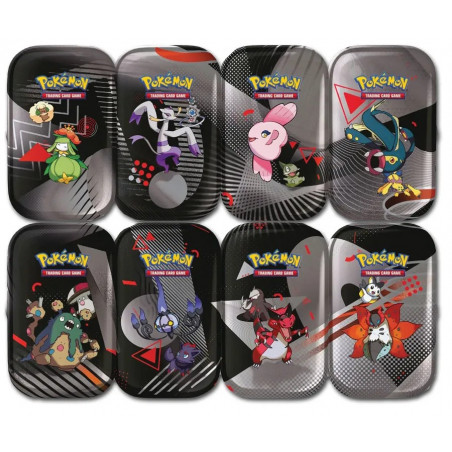[in German] all 8 Schwarze Blitze & Weisse Flammen Mini Tin Boxes - Pokémon Cards