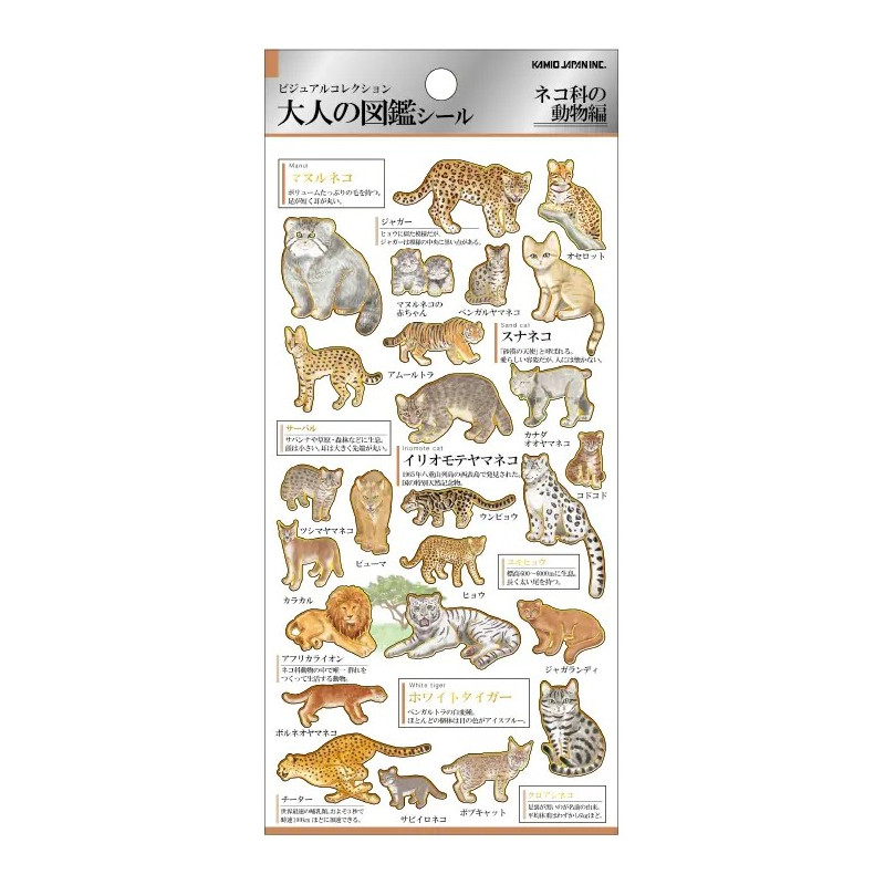 'Felidae (cats)' Otonano-Zukan Paper stickers