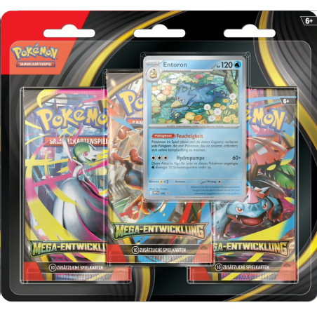 [from 10.10][German edition] 3 Booster Blister with Entoron Promo cards - Pokémon Cards Mega-Entwicklung