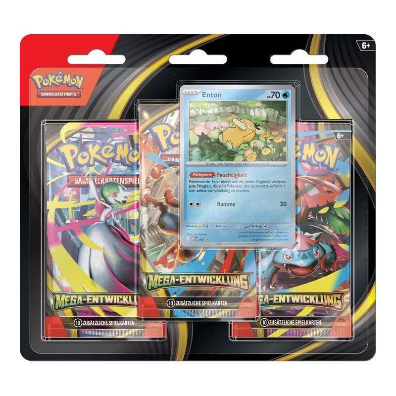 [from 10.10][German edition] 3 Booster Blister with Enton Promo cards - Pokémon Cards Mega-Entwicklung