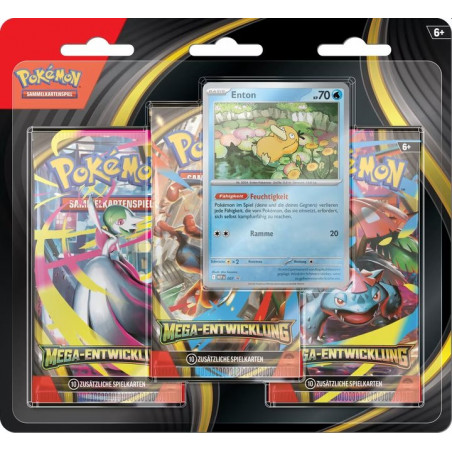 [from 10.10][German edition] 3 Booster Blister with Enton Promo cards - Pokémon Cards Mega-Entwicklung