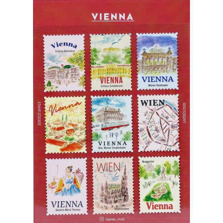 'Vienna' postage stamp shaped deco stickers - by Pansydaisy