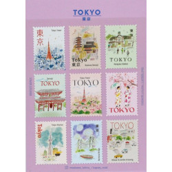 « Tokyo » Autocollants décoratifs en forme de timbres-poste - par Pansydaisy