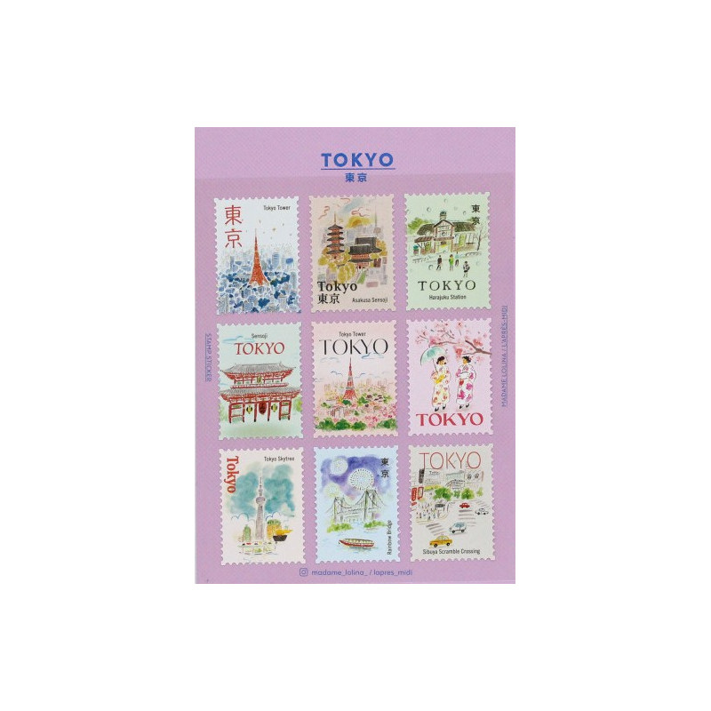 'Tokyo' Deko-Aufkleber in Briefmarkenform – von Pansydaisy