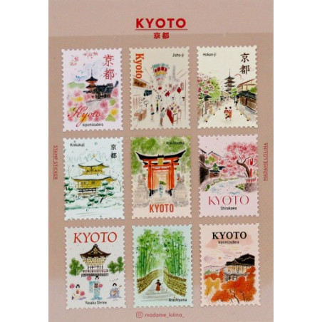 'Kyoto' Deko-Aufkleber in Briefmarkenform – von Pansydaisy