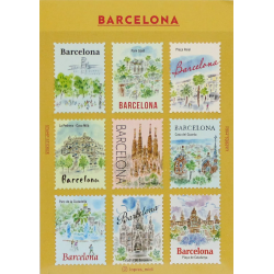 'Barcelona' postage stamp shaped deco stickers - by...