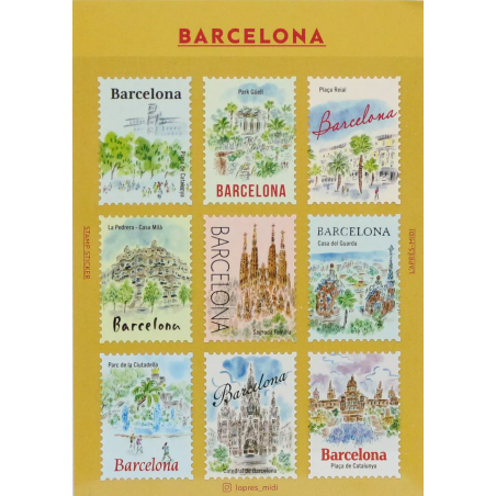 'Barcelona' Deko-Aufkleber in Briefmarkenform – von Pansydaisy