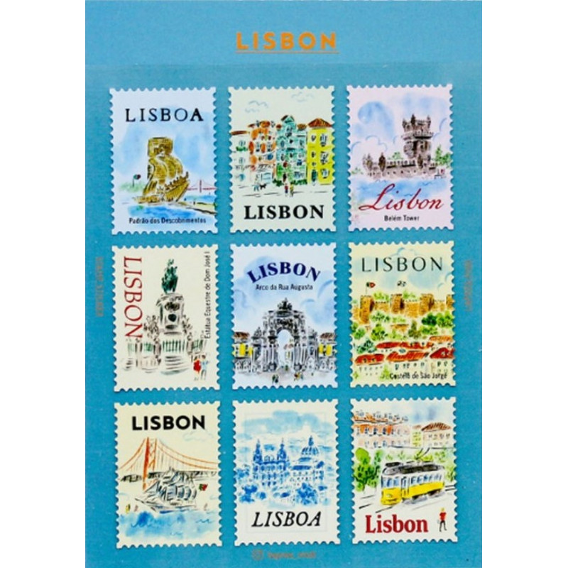 'Lisbon' postage stamp shaped deco stickers - by Pansydaisy