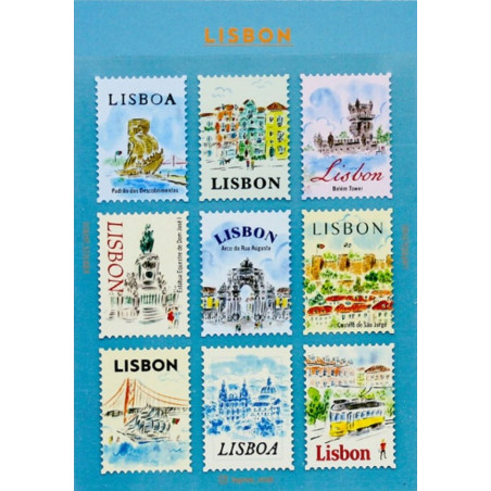 'Lisbon' postage stamp shaped deco stickers - by Pansydaisy