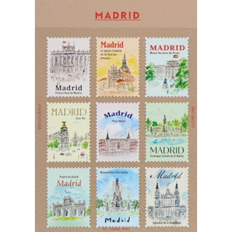 'Madrid' postage stamp shaped deco stickers - by Pansydaisy