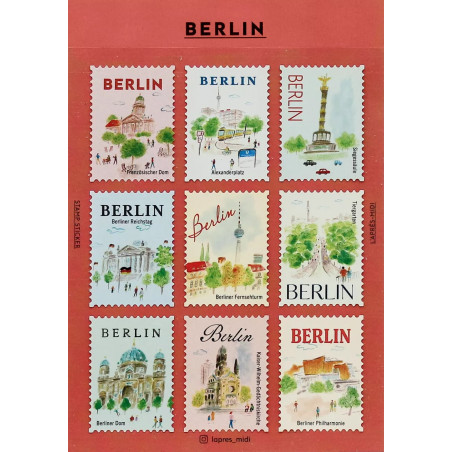 « Berlin » Autocollants décoratifs en forme de timbres-poste - par Pansydaisy