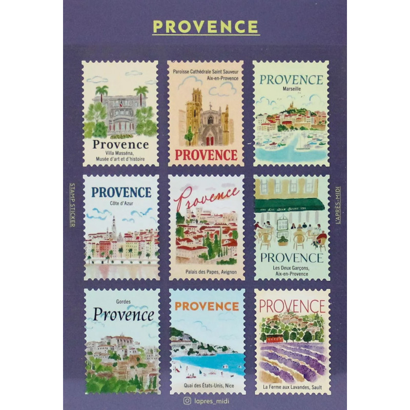 « Provence » Autocollants décoratifs en forme de timbres-poste - par Pansydaisy