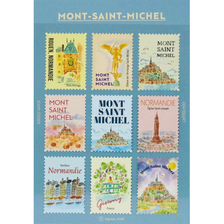 'Mont Saint Michel' postage stamp shaped deco stickers - by Pansydaisy