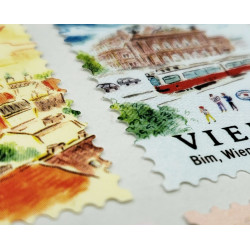 « Vienna » Autocollants décoratifs en forme de timbres-poste - par Pansydaisy