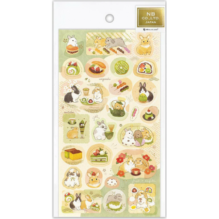 « Lapins et friandises japonaises » autocollant de style japonais