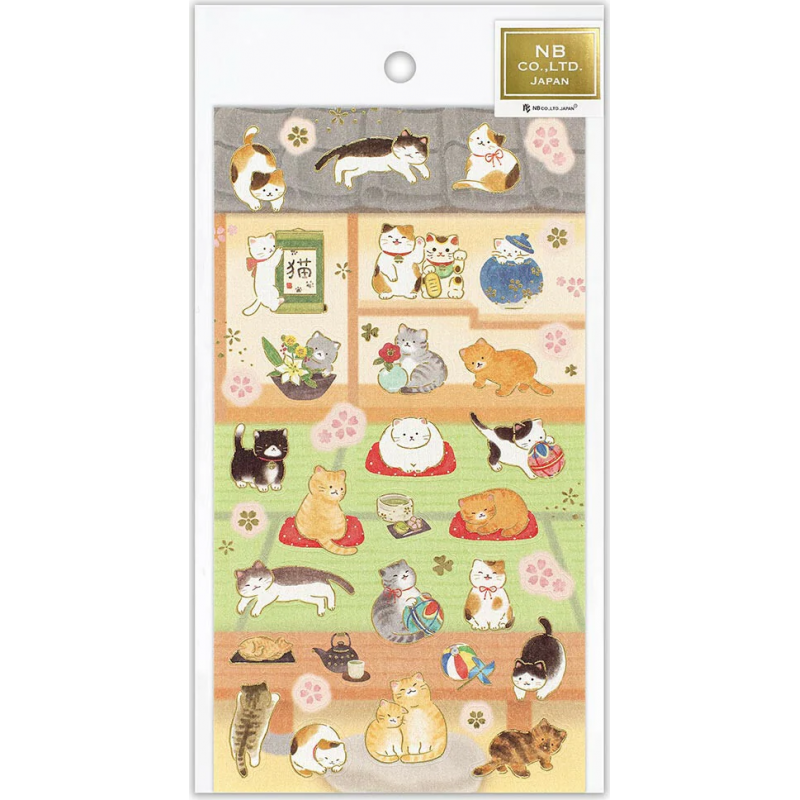 'Katzen im traditionellen japanischen Zimmer' japanischer Stil Aufkleber