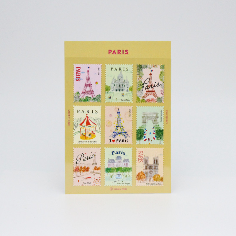 « Paris vol.1 » Autocollants décoratifs en forme de timbres-poste - par Pansydaisy