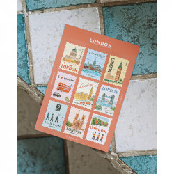'London' postage stamp shaped deco stickers - by Pansydaisy
