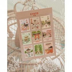 'Kyoto' postage stamp shaped deco stickers - by Pansydaisy
