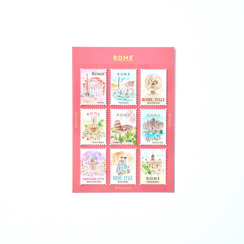 'Rome' postage stamp shaped deco stickers - by Pansydaisy