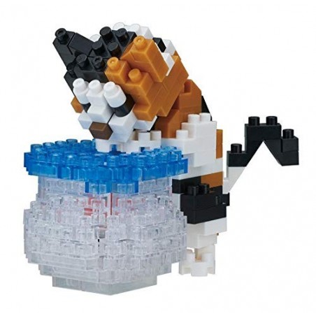 Fishbowl Cat Nbc 272 Nanoblock The Japanese Mini Construction Block Miniature Series Animals In Action