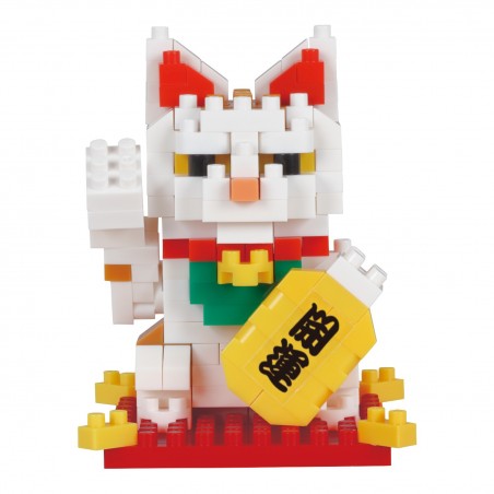 Maneki Neko chat porte bonheur blanc (nouvelle ver.) NBC-331 NANOBLOCK | Miniature series