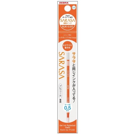 rouge-orangé 0,5mm Sarasa NJK-0.5 Recharge B-RNJK5-ROR par Zebra