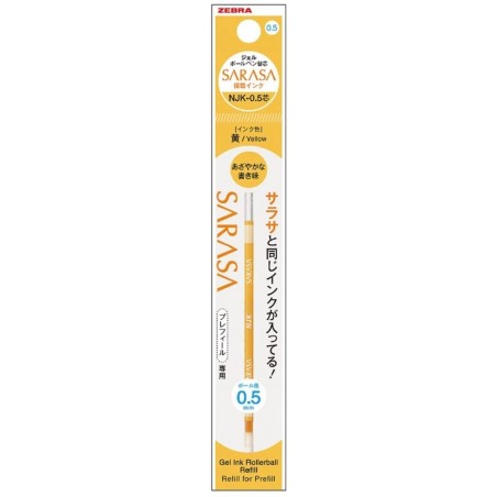 yellow 0.5mm Sarasa NJK-0.5 refill RNJK5-Y Refill / Replacement by Zebra