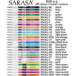 schwarz 0,5mm Sarasa NJK-0.5 Ersatzmine RNJK5-BK von Zebra