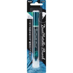 vert+bleu métallique stylo Pentel DUAL METALLIC BRUSH XGFH-DD